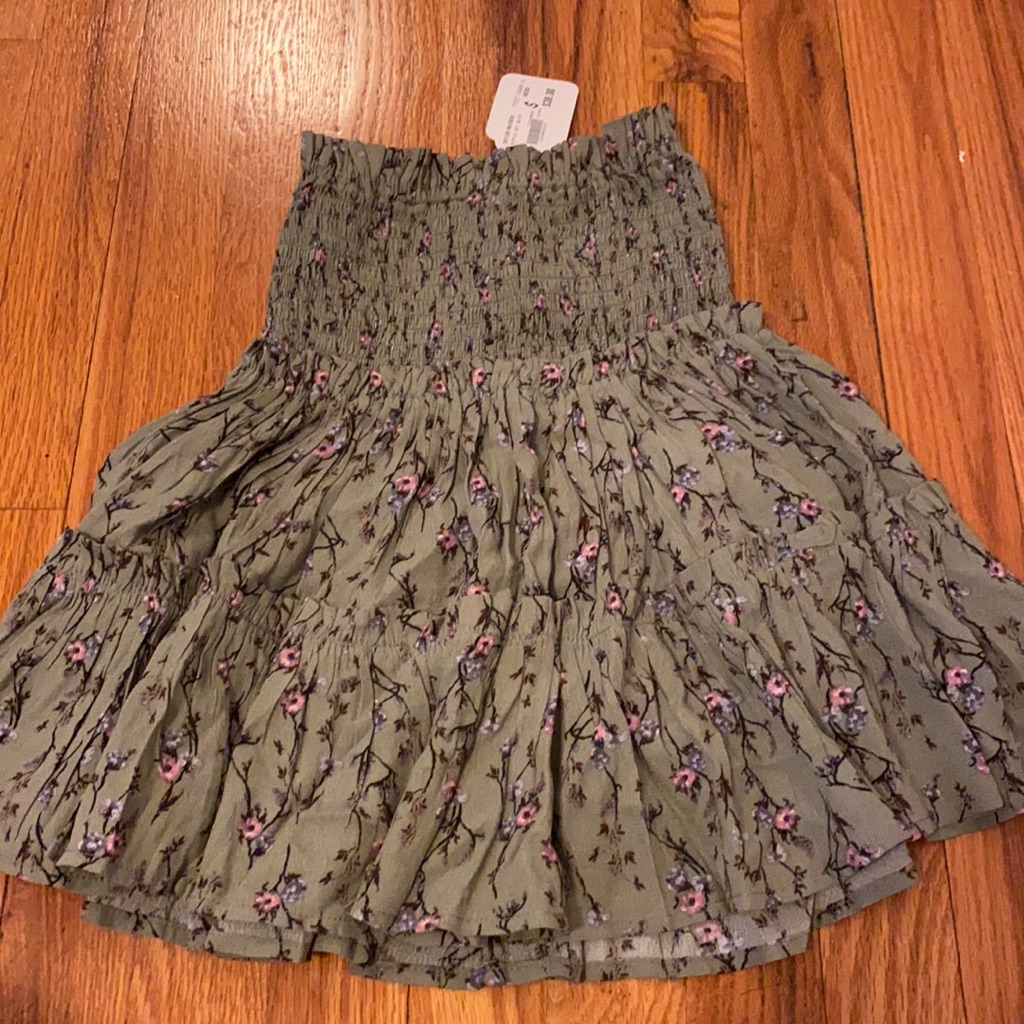 Skylar + Madison Floral Green Ruffle Skirt